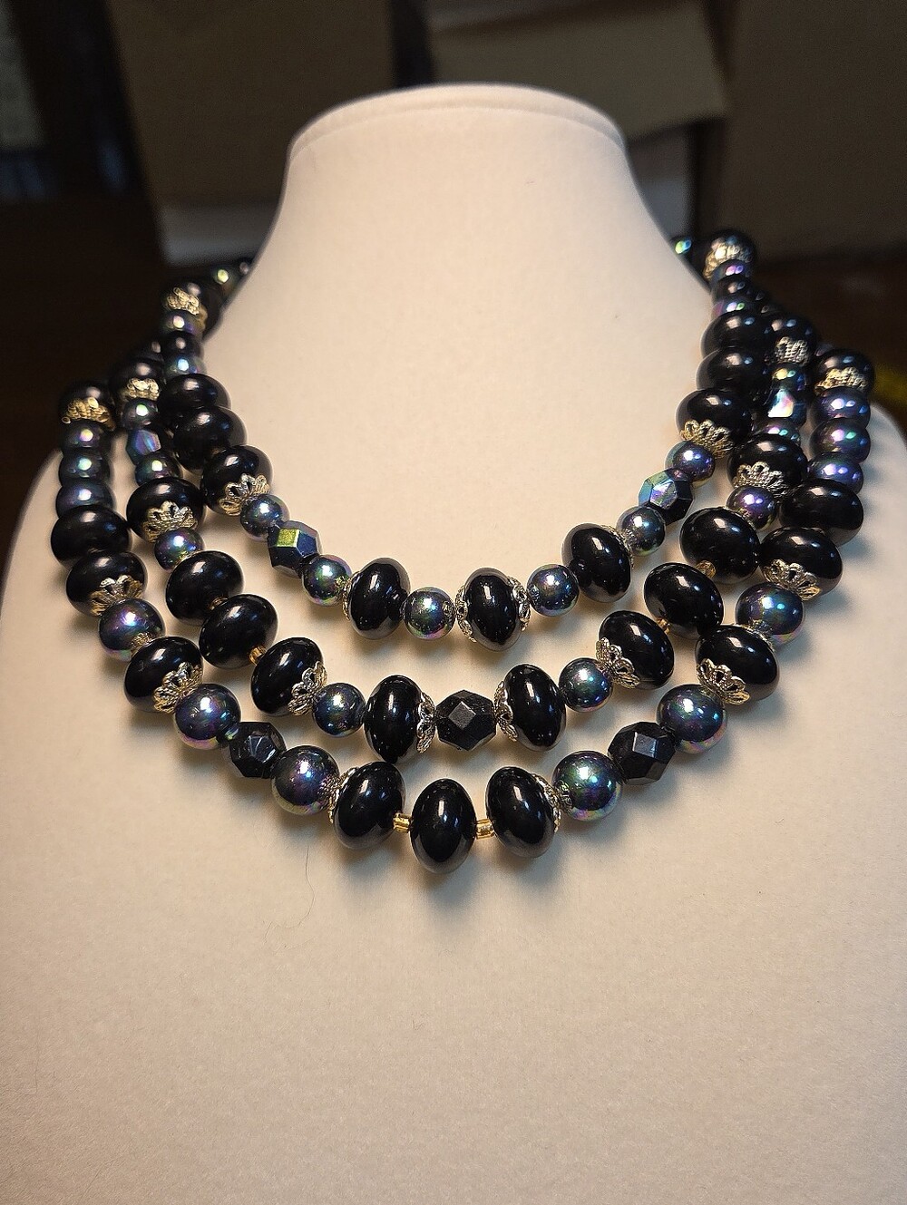 Black & AB Crystal Beads Necklace